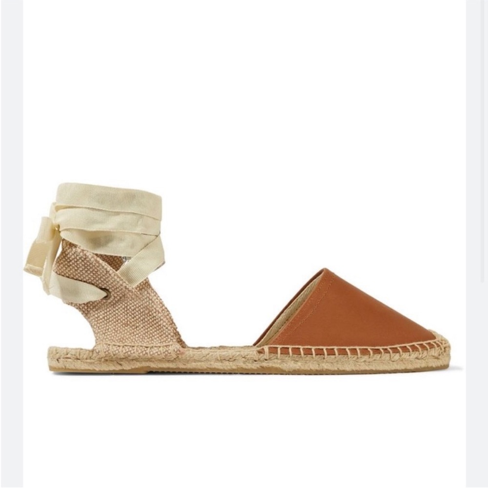 Soludos lace up leather espadrilles in Tan size 9